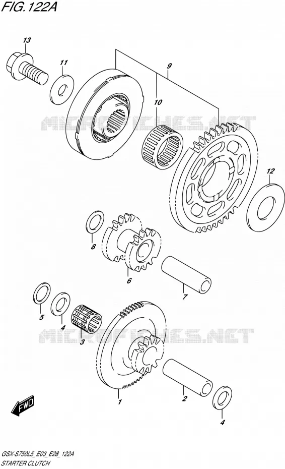 STARTMOTOR CLUTCH Suzuki MOTO 750 GSX-S 2015  GSX-S750 L5 (E03,E28,E33)