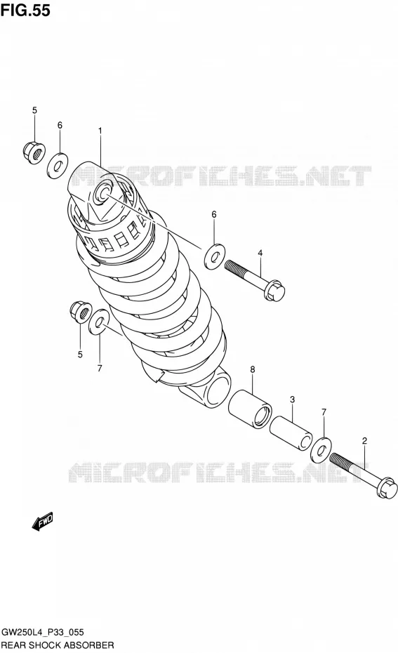 ACHTER SCHOKDEMPER Suzuki MOTO 250 INAZUMA 2014  GW250 L4 (P33)