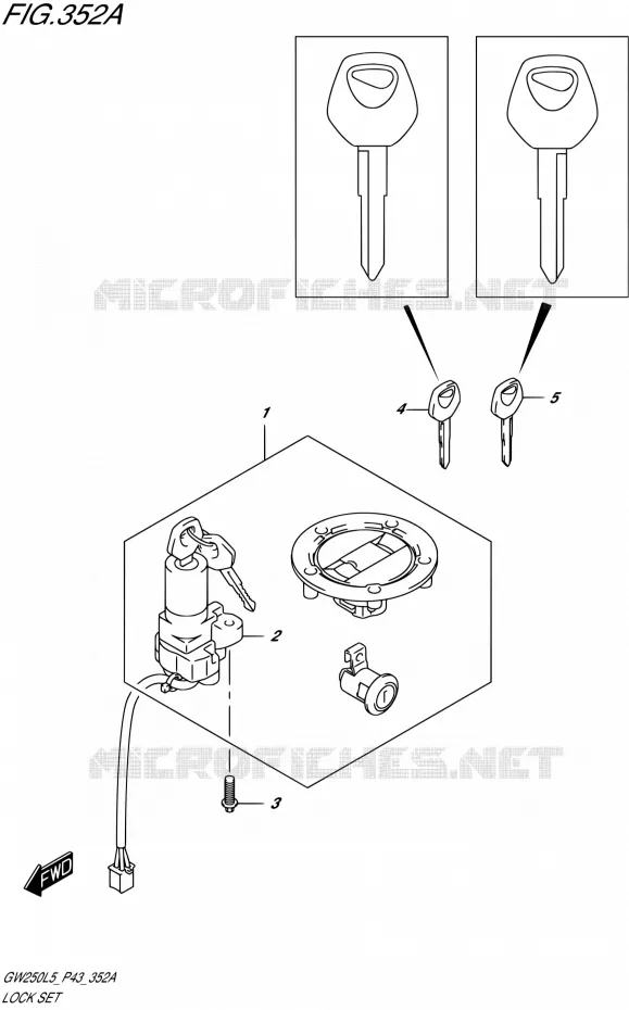 LOCK SET Suzuki MOTO 250 INAZUMA 2015  GW250 L5 (P43)