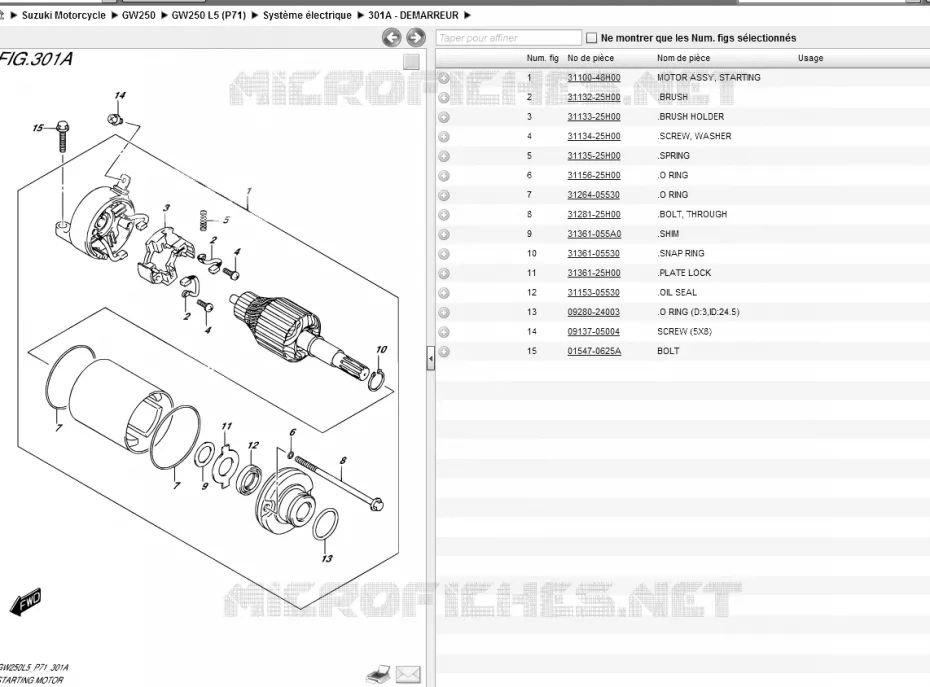 STARTMOTOR Suzuki MOTO 250 INAZUMA 2015  GW250 L5 (P71)