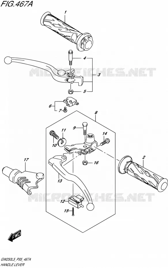 HANDGRIPS - LEVERS Suzuki MOTO 250 INAZUMA 2015  GW250 L5 (P95)