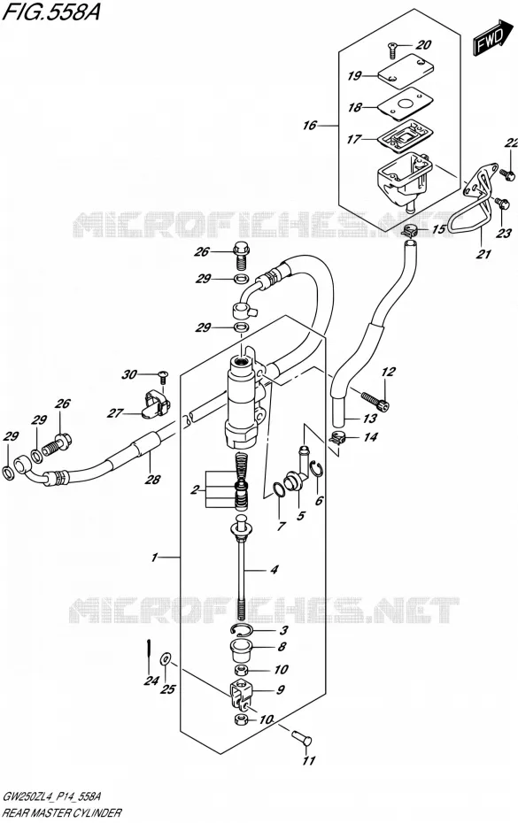 ACHTER HOOFDREMCILINDER Suzuki MOTO 250 INAZUMA 2014  GW250Z L4 (P14)