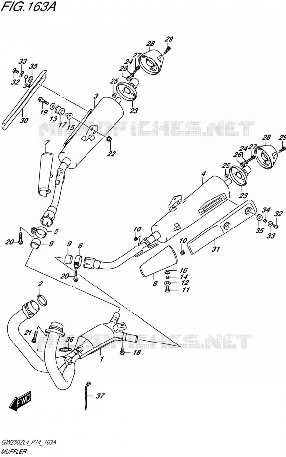 GELUIDDEMPER Suzuki MOTO 250 INAZUMA 2014  GW250Z L4 (P14)