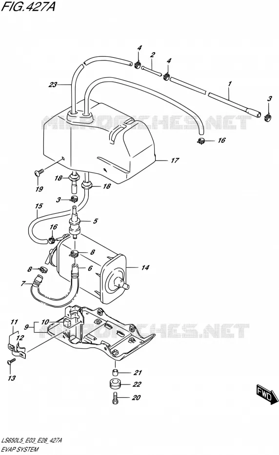 FUEL EVAP SYSTEM (LS650L5 E33) Suzuki MOTO 650 BOULEVARD 2015  LS650 L5 (E03,E28,E33)
