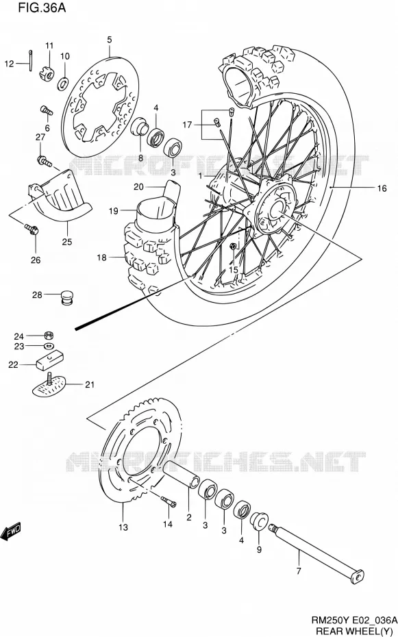 ACHTERWIEL (MODELE Y) Suzuki MOTO 250 RM 2000  RM250 Y (E02)