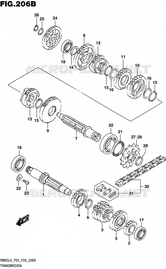 TRANSMISSION (RM85L6 P28) Suzuki MOTO 85 RM 2016  RM85 L6 (P03,P28)