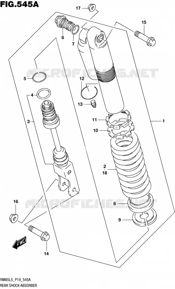 ACHTER SCHOKDEMPER (RM85L5 P19) Suzuki MOTO 85 RM 2015  RM85L L5 (P19)