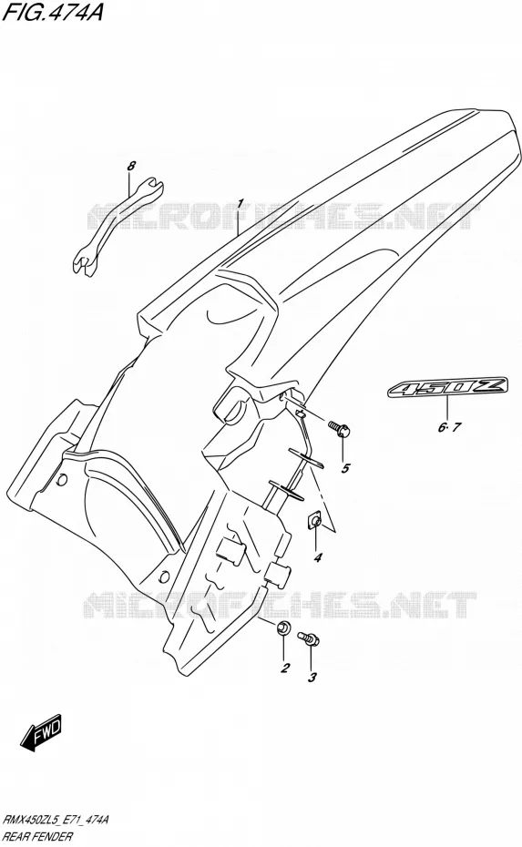ACHTERSPATBORD Suzuki MOTO 450 RMX 2015  RMX450Z L5 (E71)
