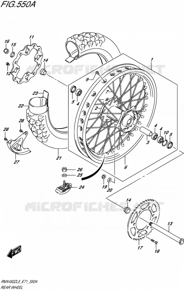ACHTERWIEL Suzuki MOTO 450 RMX 2015  RMX450Z L5 (E71)