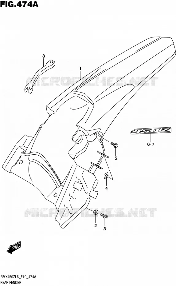 ACHTERSPATBORD Suzuki MOTO 450 RMX 2016  RMX450Z L6 (E19)