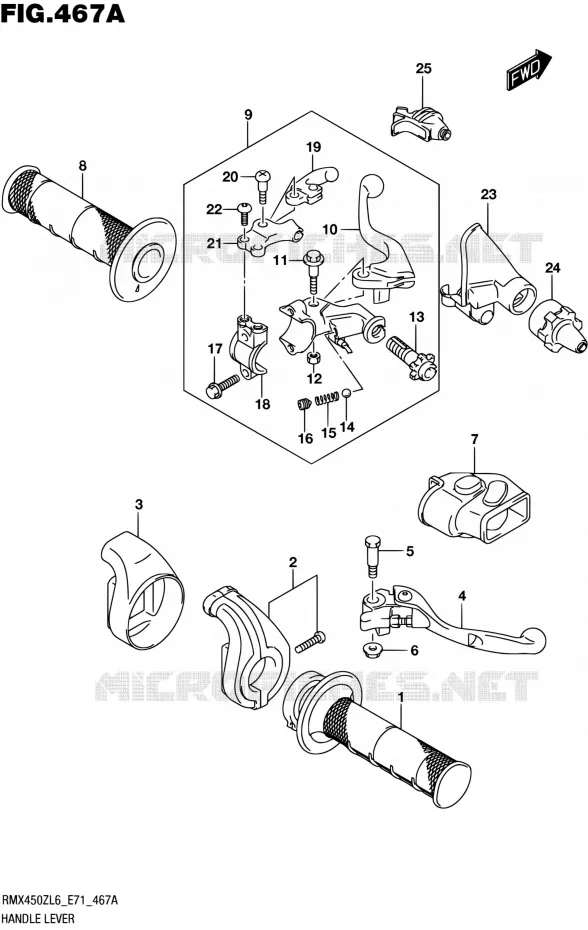 HANDGRIPS - LEVERS Suzuki MOTO 450 RMX 2016  RMX450Z L6 (E71)