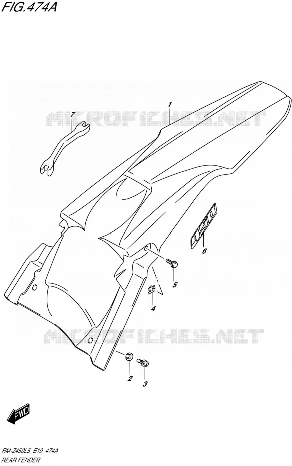 ACHTERSPATBORD Suzuki MOTO 450 RM-Z 2015  RM-Z450 L5 (E19)
