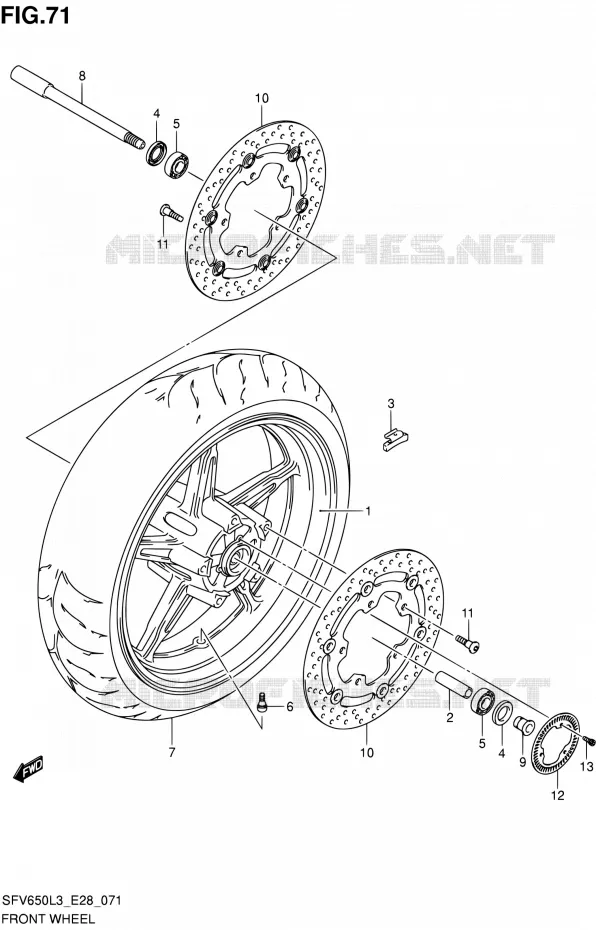 VOORWIEL (SFV650AL3 E28) Suzuki MOTO 650 GLADIUS 2013  SFV650 L3 (E28)