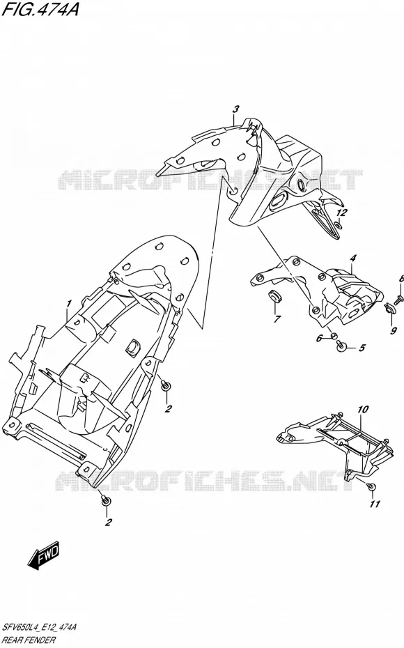 ACHTERSPATBORD Suzuki MOTO 650 GLADIUS 2014  SFV650 L4 (E12)