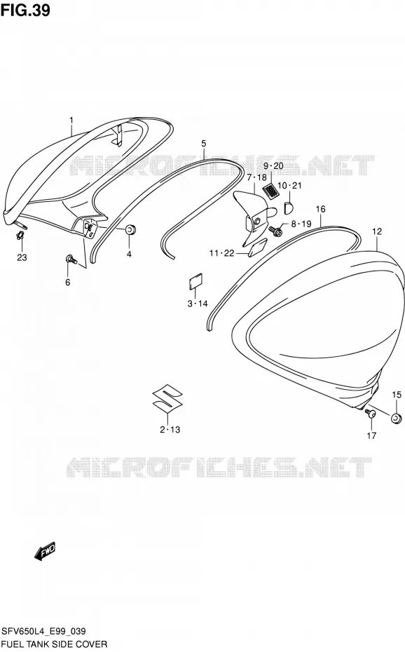 FUEL TANK ZIJKLEP Suzuki MOTO 650 GLADIUS 2014  SFV650 L4 (E99)