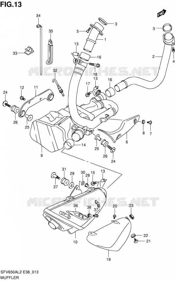 GELUIDDEMPER Suzuki MOTO 650 GLADIUS 2012  SFV650A L2 (E38)