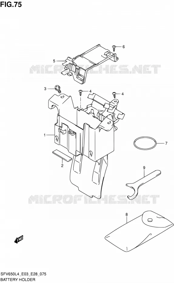 ACCU BOX - TOOLS (SFV650L4 E03) Suzuki MOTO 650 GLADIUS 2014  SFV650A L4 (E03,E28,E33)