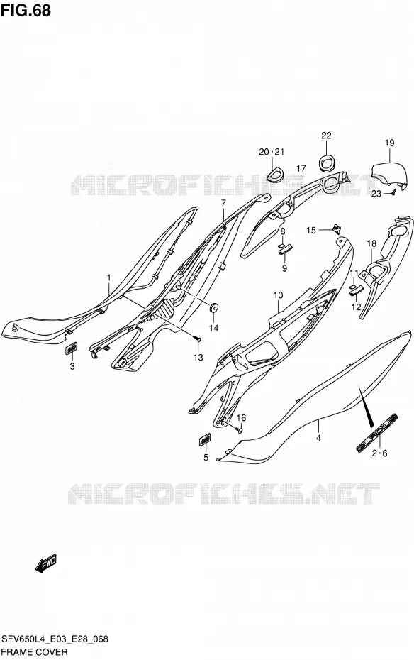 ACHTER KUIP (SFV650L4 E03) Suzuki MOTO 650 GLADIUS 2014  SFV650A L4 (E03,E28,E33)