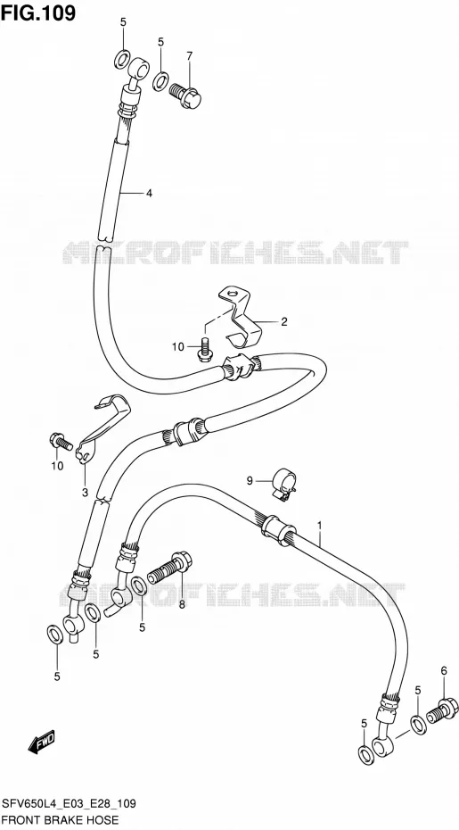 FRONT REMSLANG (SFV650L4 E03) Suzuki MOTO 650 GLADIUS 2014  SFV650A L4 (E03,E28,E33)