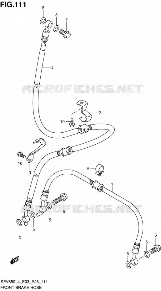 FRONT REMSLANG (SFV650L4 E33) Suzuki MOTO 650 GLADIUS 2014  SFV650A L4 (E03,E28,E33)