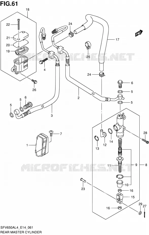 ACHTER HOOFDREMCILINDER Suzuki MOTO 650 GLADIUS 2014  SFV650A L4 (E14)