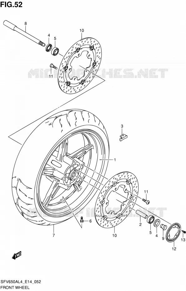 VOORWIEL Suzuki MOTO 650 GLADIUS 2014  SFV650A L4 (E14)