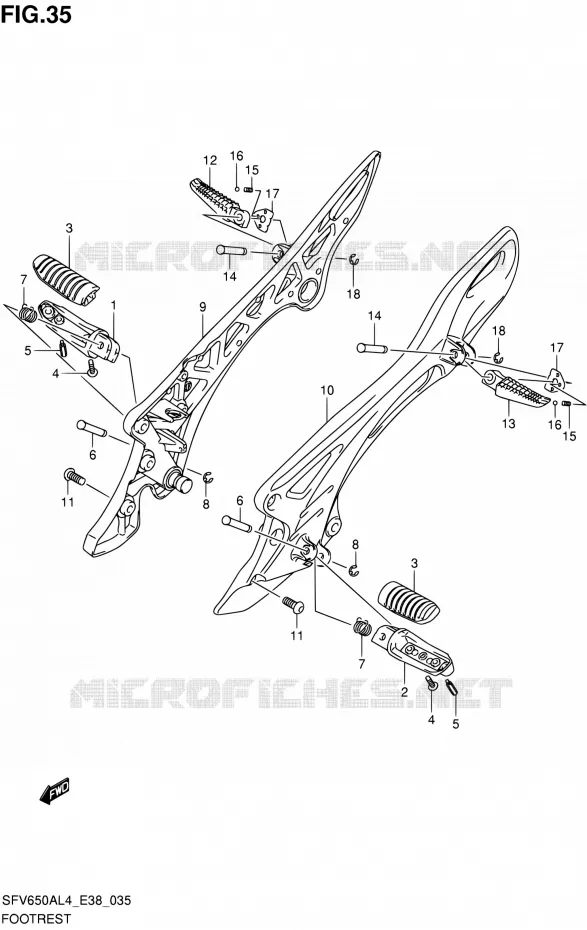 FOOTREST Suzuki MOTO 650 GLADIUS 2014  SFV650A L4 (E38)
