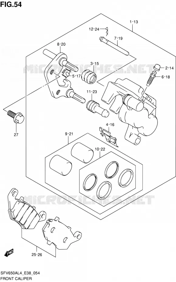 FRONT CALIPER Suzuki MOTO 650 GLADIUS 2014  SFV650A L4 (E38)