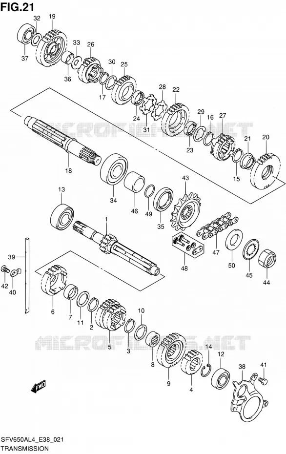 TRANSMISSION Suzuki MOTO 650 GLADIUS 2014  SFV650A L4 (E38)