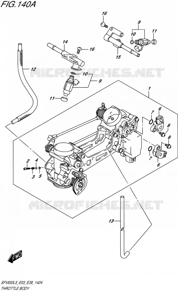 GASKLEPHUIS (SFV650L5 E03) Suzuki MOTO 650 GLADIUS 2015  SFV650A L5 (E03,E28,E33)