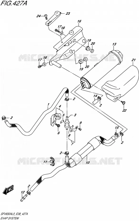 FUEL EVAP SYSTEM Suzuki MOTO 650 GLADIUS 2015  SFV650A L5 (E38)
