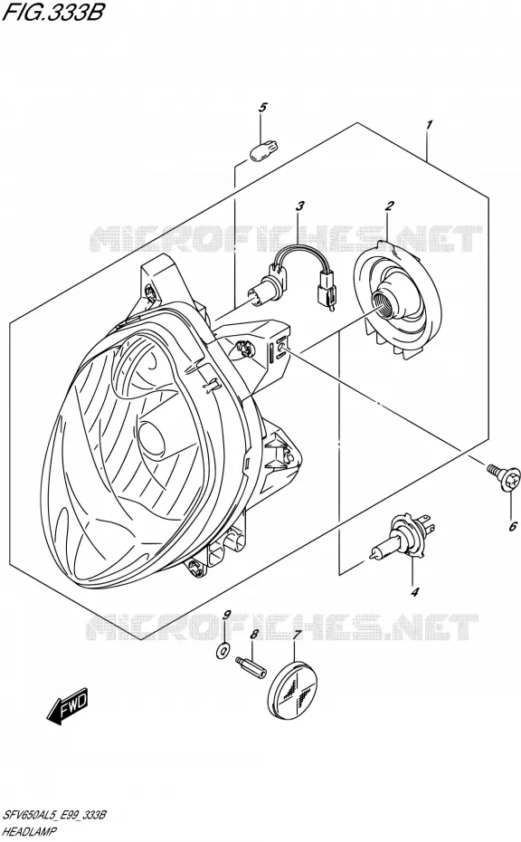 KOPLAMP (WITH REFLECTOR) Suzuki MOTO 650 GLADIUS 2015  SFV650A L5 (E99)