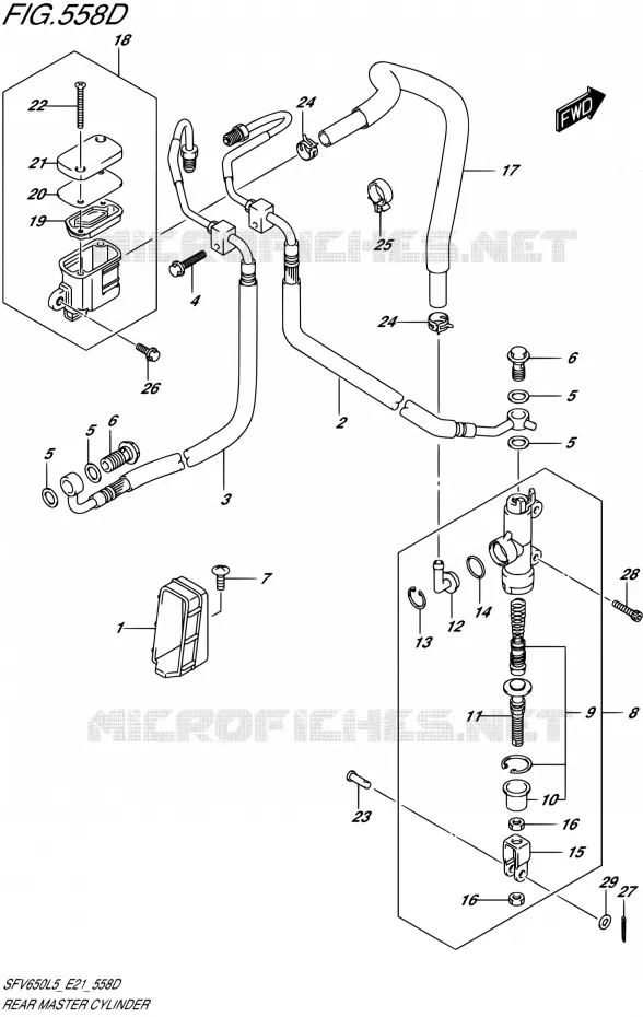 ACHTER HOOFDREMCILINDER (SFV650UAL5 E21) Suzuki MOTO 650 GLADIUS 2015  SFV650UA L5 (E21)