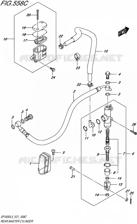 ACHTER HOOFDREMCILINDER (SFV650UL5 E21) Suzuki MOTO 650 GLADIUS 2015  SFV650UA L5 (E21)