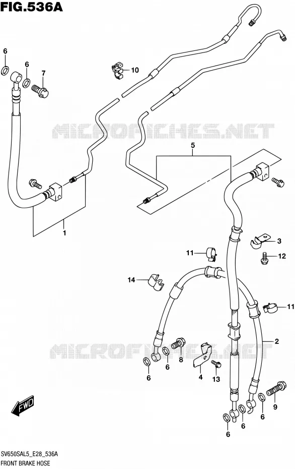 FRONT REMSLANG Suzuki MOTO 650 SV-S 2015  SV650SA L5 (E03,E28,E33)