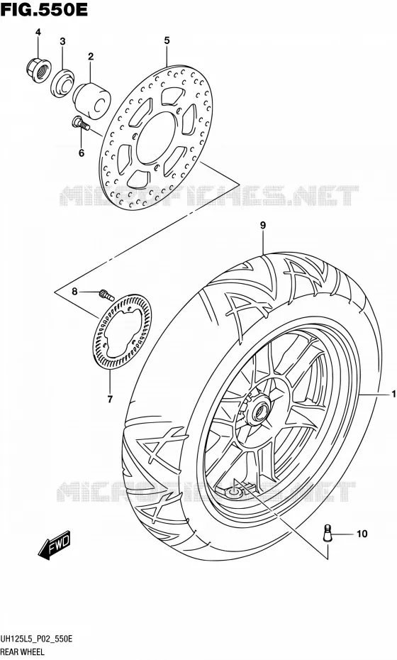 ACHTERWIEL (UH125AL5 P04) Suzuki SCOOTER 125 BURGMAN 2015  UH125A L5 (P19)