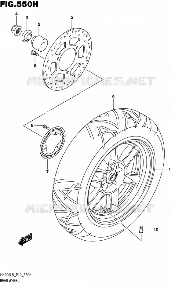 ACHTERWIEL (UH200AL5 P53) Suzuki SCOOTER 200 BURGMAN 2015  UH200A L5 (P19)