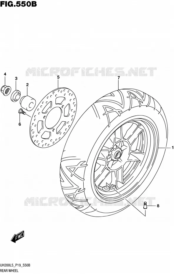 ACHTERWIEL (UH200L5 P19) Suzuki SCOOTER 200 BURGMAN 2015  UH200A L5 (P19)
