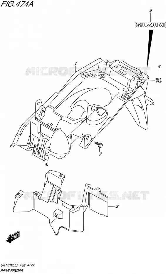 ACHTERSPATBORD Suzuki SCOOTER 110 ADDRESS 2015  UK110NE L5 (P19)