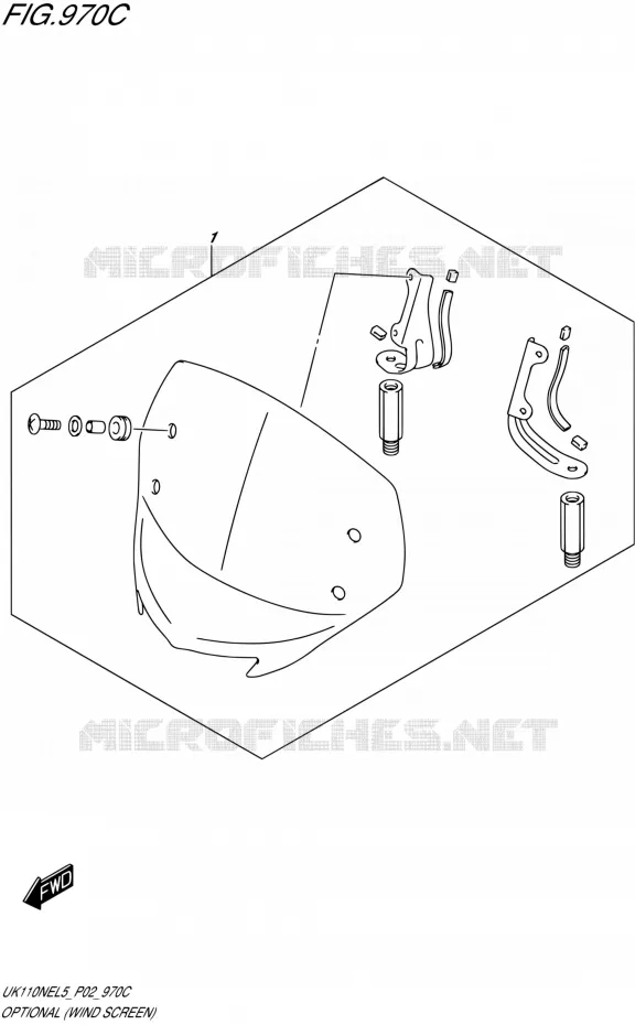 OPTIES (WIND SCREEN) (UK110NEL5 P19) Suzuki SCOOTER 110 ADDRESS 2015  UK110NE L5 (P02)