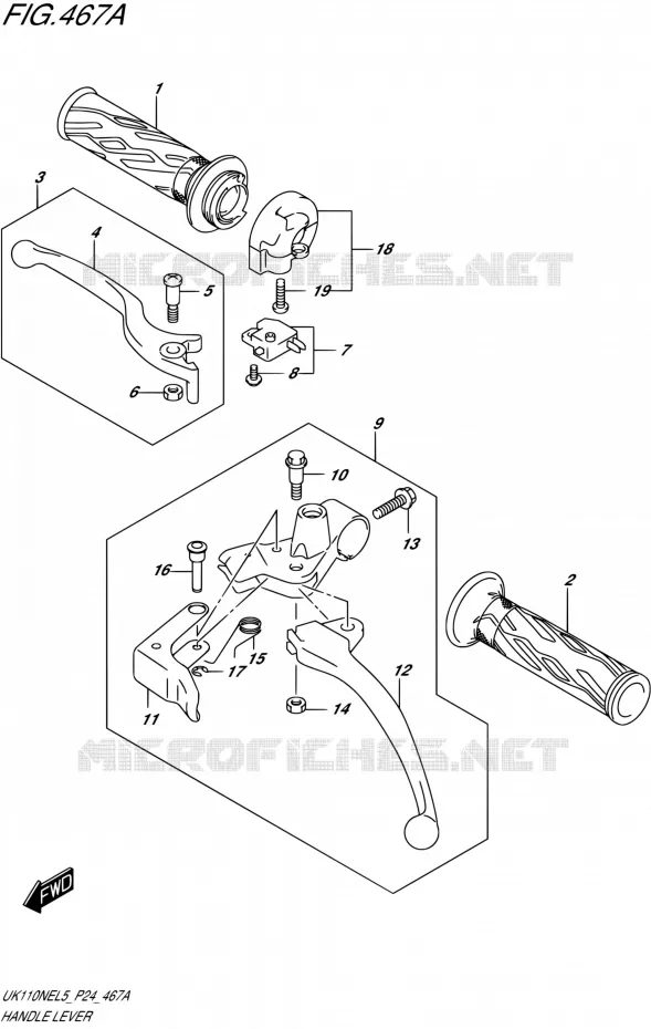 HANDGRIPS - LEVERS Suzuki SCOOTER 110 ADDRESS 2015  UK110NE L5 (P24)