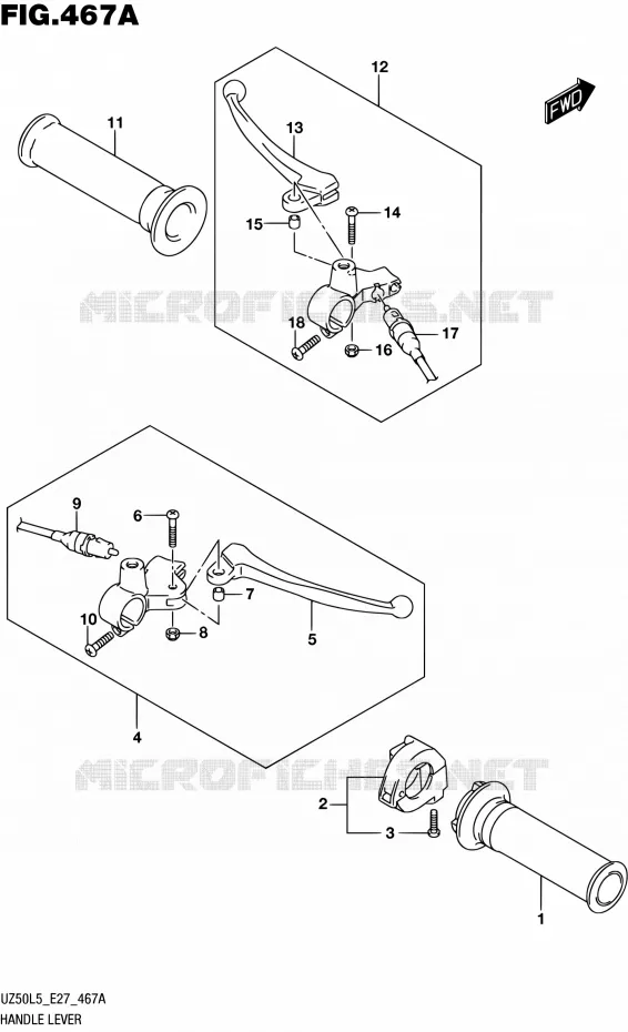 HANDGRIPS - LEVERS Suzuki SCOOTER 50 UZ 2015  UZ50 L5 (E27)
