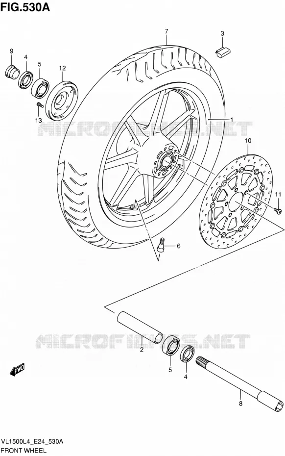 VOORWIEL (VL1500L4 E24) Suzuki MOTO 1500 INTRUDER 2014  VL1500 L4/VL1500B L4 (E24)