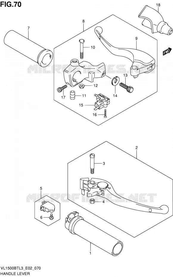HANDGRIPS - LEVERS Suzuki MOTO 1500 INTRUDER 2013  VL1500BT L3 (E24)