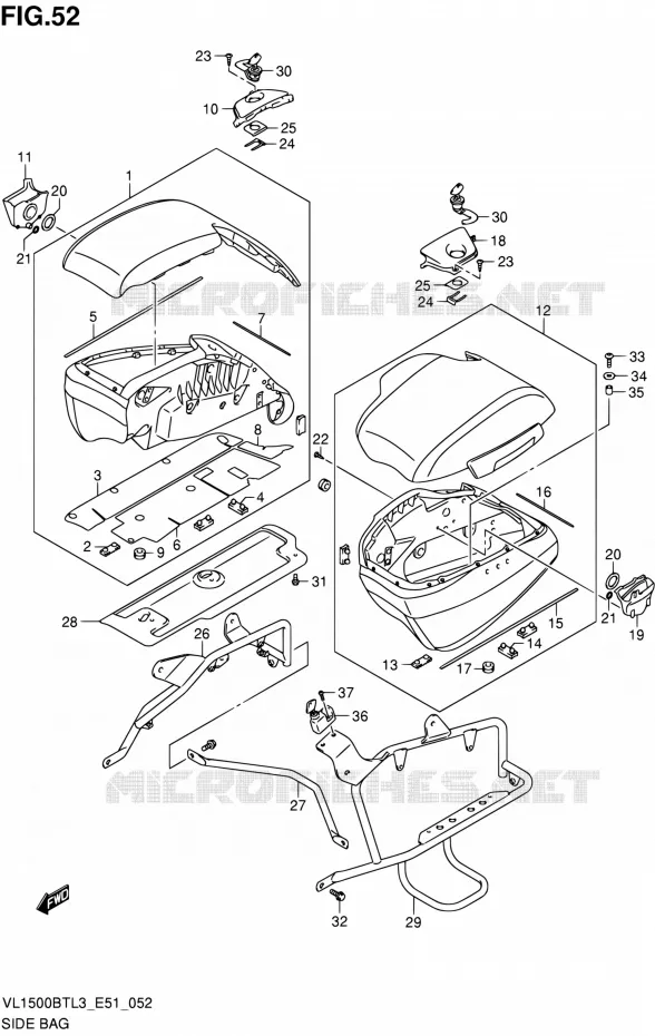 SIDE BAG Suzuki MOTO 1500 INTRUDER 2013  VL1500BT L3 (E51)