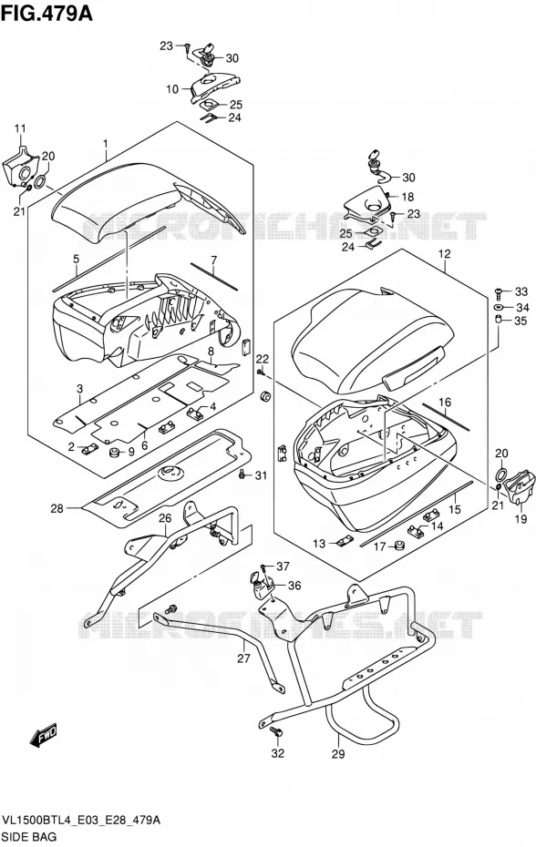 SIDE BAG Suzuki MOTO 1500 BOULEVARD 2014  VL1500BT L4 (E03,E28,E33)