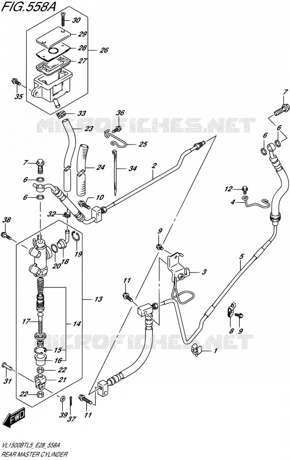 ACHTER HOOFDREMCILINDER Suzuki MOTO 1500 BOULEVARD 2015  VL1500BT L5 (E28)