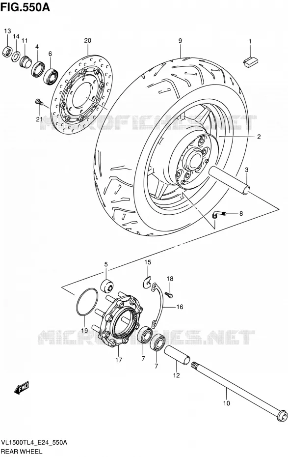 ACHTERWIEL Suzuki MOTO 1500 BOULEVARD 2014  VL1500T L4 (E24)