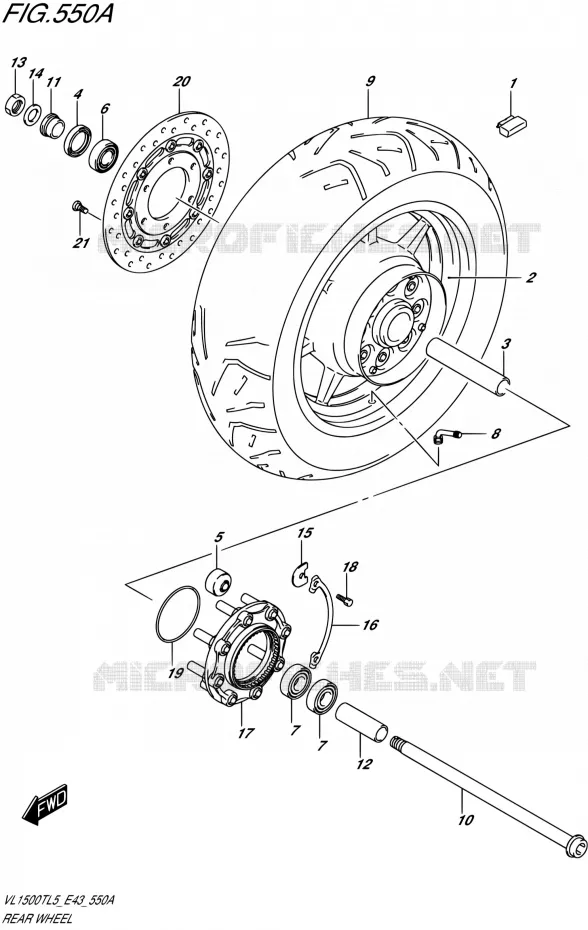 ACHTERWIEL Suzuki MOTO 1500 BOULEVARD 2015  VL1500T L5 (E43)