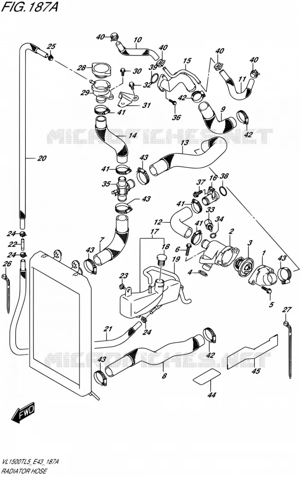 RADIATOR SLANG Suzuki MOTO 1500 BOULEVARD 2015  VL1500T L5 (E43)